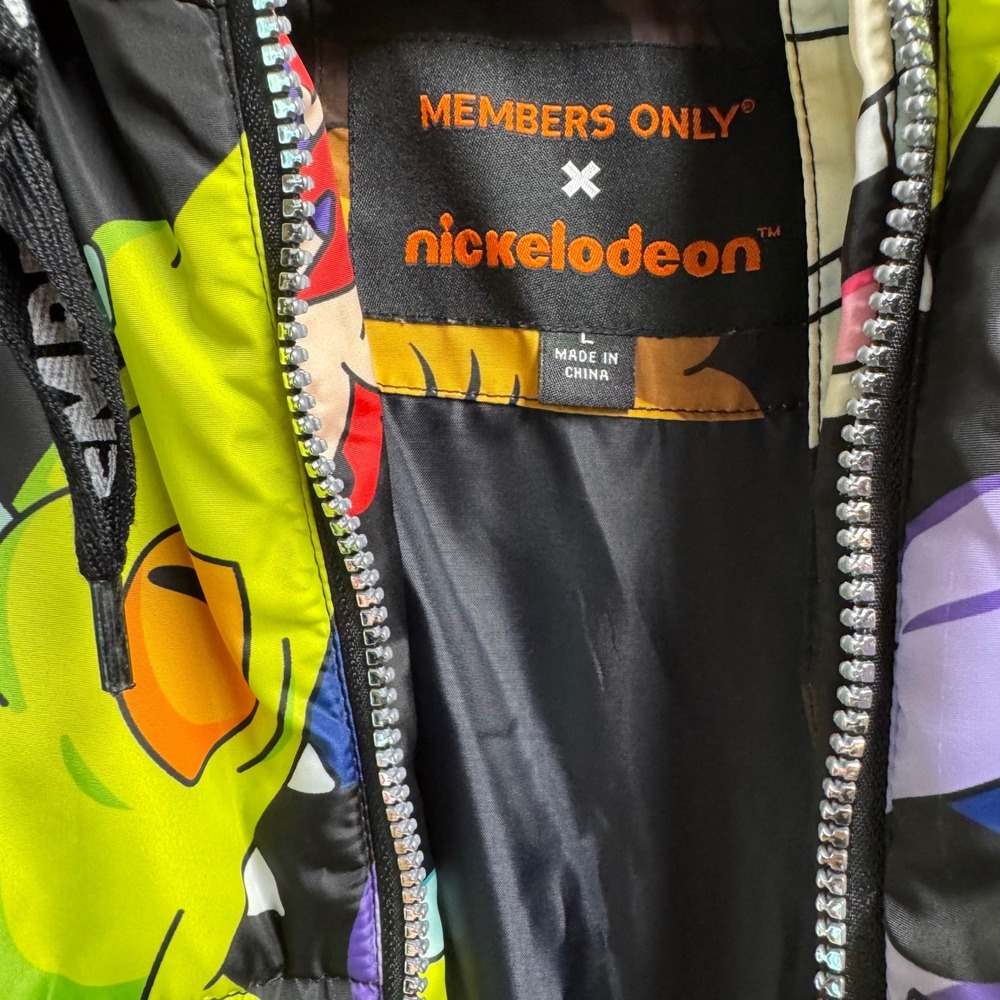 Members Only x Nickelodeon Rugrats Puffer Jacket Large Faux Fur Hood‎ Reptar - Picture 4 of 8